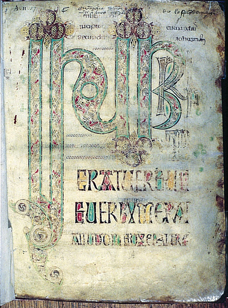 A page from the Durham Gospels, a 7th century manuscript made in Lindisfarne, and broguht to Durham in the 10th century, where it remains until today.